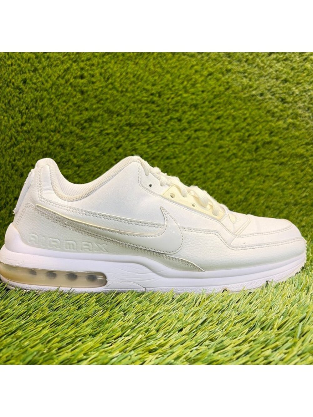 Nike Air Max LTD 3 Mens Size 11.5 Triple White Athletic Leather Shoes Sneakers